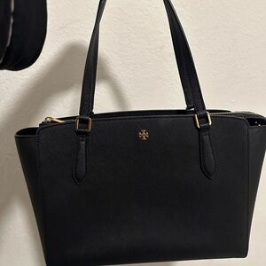 Tory Burch Black Tote Bag with Gold Accents